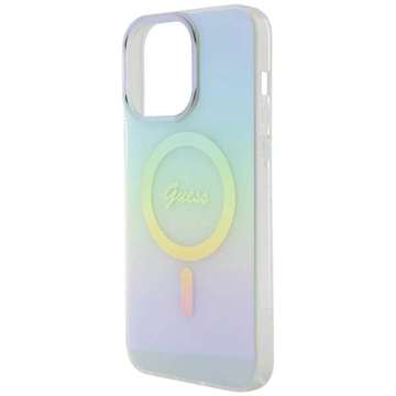 Etui Guess GUHMP15LHITSQ pro iPhone 15 Pro 6,1" turkusově/tyrkysové pevné pouzdro IML Iridescent MagSafe