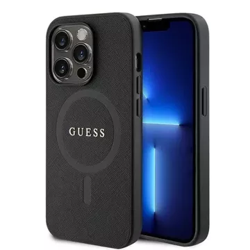 Etui Guess GUHMP15LPSAHMCK pro iPhone 15 Pro 6,1" černý/černý pevný obal Saffiano MagSafe