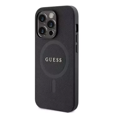 Etui Guess GUHMP15LPSAHMCK pro iPhone 15 Pro 6,1" černý/černý pevný obal Saffiano MagSafe