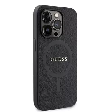 Etui Guess GUHMP15LPSAHMCK pro iPhone 15 Pro 6,1" černý/černý pevný obal Saffiano MagSafe