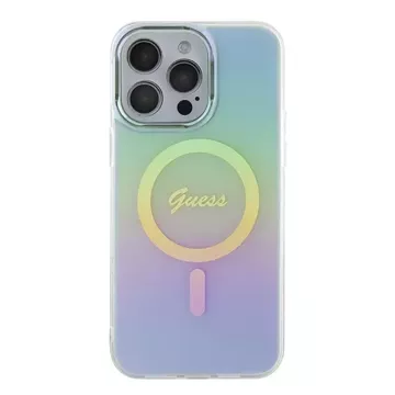 Etui Guess GUHMP15XHITSQ pro iPhone 15 Pro Max turkusově/tyrkysové pevné pouzdro IML Iridescent MagSafe