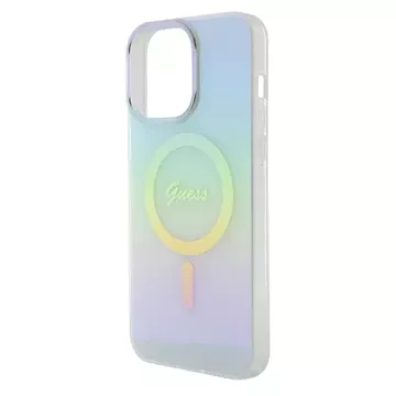 Etui Guess GUHMP15XHITSQ pro iPhone 15 Pro Max turkusově/tyrkysové pevné pouzdro IML Iridescent MagSafe