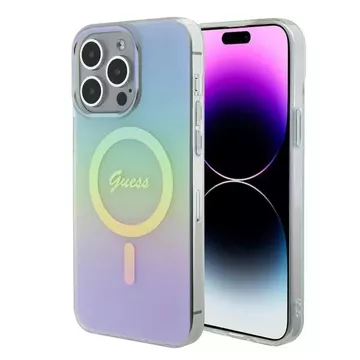 Etui Guess GUHMP15XHITSQ pro iPhone 15 Pro Max turkusově/tyrkysové pevné pouzdro IML Iridescent MagSafe