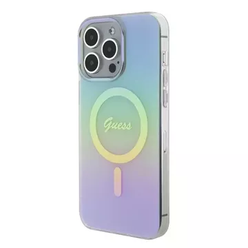 Etui Guess GUHMP15XHITSQ pro iPhone 15 Pro Max turkusově/tyrkysové pevné pouzdro IML Iridescent MagSafe