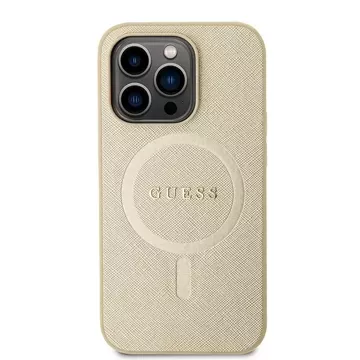 Etui Guess GUHMP15XPSAHMCB na iPhone 15 Pro Max 6,7" złoty/zlatý pevný obal Saffiano MagSafe