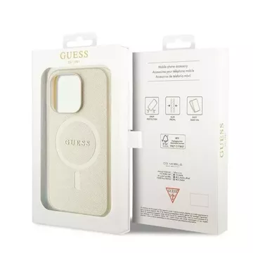 Etui Guess GUHMP15XPSAHMCB na iPhone 15 Pro Max 6,7" złoty/zlatý pevný obal Saffiano MagSafe