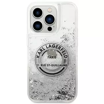 Etui Karl Lagerfeld KLHCP14XLCRSGRS na iPhone 14 Pro Max 6,7" pevný obal Liquid Glitter RSG srebrny/stříbrný