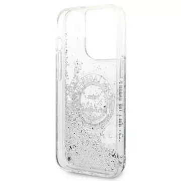 Etui Karl Lagerfeld KLHCP14XLCRSGRS na iPhone 14 Pro Max 6,7" pevný obal Liquid Glitter RSG srebrny/stříbrný