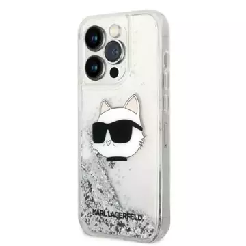 Etui Karl Lagerfeld KLHCP14XLNCHCS pro iPhone 14 Pro Max 6,7" pevný obal Glitter Choupette Head srebrny/stříbrný