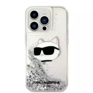 Etui Karl Lagerfeld KLHCP14XLNCHCS pro iPhone 14 Pro Max 6,7" pevný obal Glitter Choupette Head srebrny/stříbrný