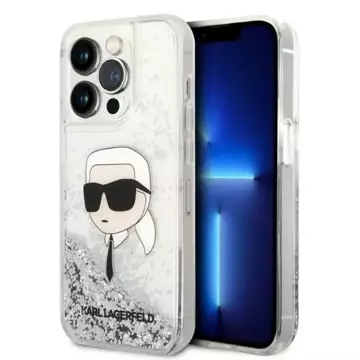 Etui Karl Lagerfeld KLHCP14XLNKHCH na iPhone 14 Pro Max 6,7" pevný obal Glitter Karl Head srebrny/stříbrný