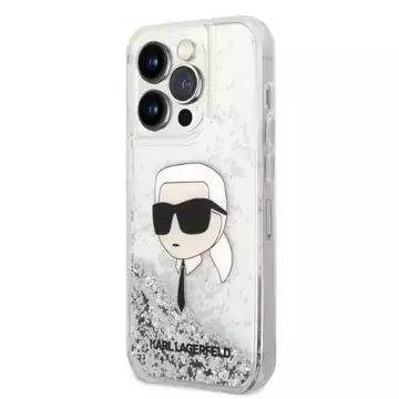 Etui Karl Lagerfeld KLHCP14XLNKHCH na iPhone 14 Pro Max 6,7" pevný obal Glitter Karl Head srebrny/stříbrný