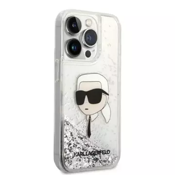 Etui Karl Lagerfeld KLHCP14XLNKHCH na iPhone 14 Pro Max 6,7" pevný obal Glitter Karl Head srebrny/stříbrný