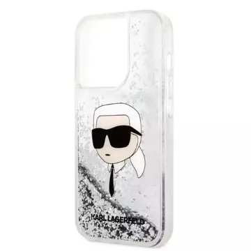 Etui Karl Lagerfeld KLHCP14XLNKHCH na iPhone 14 Pro Max 6,7" pevný obal Glitter Karl Head srebrny/stříbrný