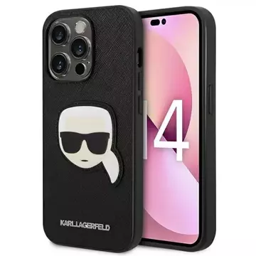 Etui Karl Lagerfeld KLHCP14XSAPKHK pro iPhone 14 Pro Max 6,7" pevné pouzdro Saffiano Karl`s Head Patch černé/černé