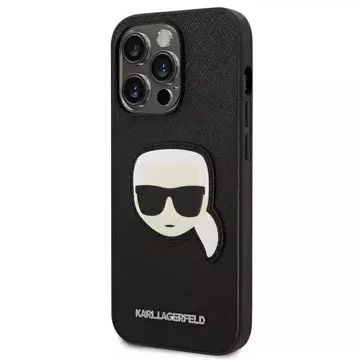 Etui Karl Lagerfeld KLHCP14XSAPKHK pro iPhone 14 Pro Max 6,7" pevné pouzdro Saffiano Karl`s Head Patch černé/černé