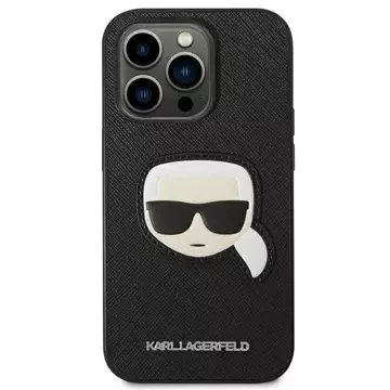 Etui Karl Lagerfeld KLHCP14XSAPKHK pro iPhone 14 Pro Max 6,7" pevné pouzdro Saffiano Karl`s Head Patch černé/černé