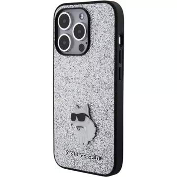 Etui Karl Lagerfeld KLHCP15LGCNPSG na iPhone 15 Pro 6,1" srebrny/stříbrný pevný obal Pevný třpytivý chupette Logo kovový kolík