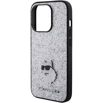 Etui Karl Lagerfeld KLHCP15LGCNPSG na iPhone 15 Pro 6,1" srebrny/stříbrný pevný obal Pevný třpytivý chupette Logo kovový kolík