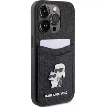 Etui Karl Lagerfeld KLHCP15LSAPKCNPK pro iPhone 15 Pro 6,1" černý/černý pevný obal Saffiano Cardslot Karl