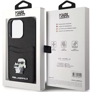 Etui Karl Lagerfeld KLHCP15LSAPKCNPK pro iPhone 15 Pro 6,1" černý/černý pevný obal Saffiano Cardslot Karl