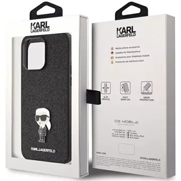 Etui Karl Lagerfeld KLHCP15XGKNPSK pro iPhone 15 Pro Max 6,7" černý/černý pevný obal Pevný třpyt Ikonik Logo Kovový kolík