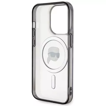 Etui Karl Lagerfeld KLHMP15XHKHNOTK pro iPhone 15 Pro Max 6,7" průhledný pevný obal IML Karl`s Head MagSafe