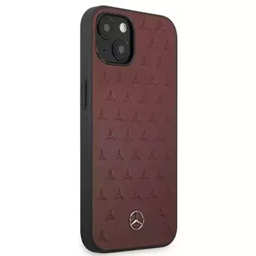 Etui Mercedes MEHCP13SPSQRE do iPhone 13 mini 5,4" černý/červený pevný obal Kožený vzor hvězd