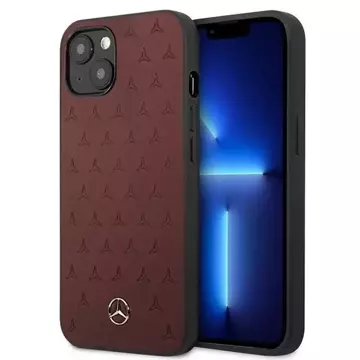 Etui Mercedes MEHCP13SPSQRE do iPhone 13 mini 5,4" černý/červený pevný obal Kožený vzor hvězd