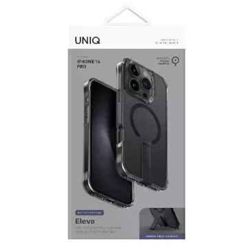 Etui UNIQ Eleva se stojanem Vertica pro iPhone 16 Pro 6,3" černá/uhlově černá