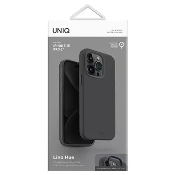 Etui UNIQ Lino Hue do iPhone 15 Pro 6,1" Magclick Charging szary/uhlově šedá