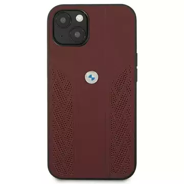 Etui na telefon BMW BMHCP13SRSPPR do Apple iPhone 13 Mini 5,4" černý/červený pevný obal Leather Curve Perforate