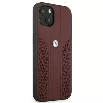 Etui na telefon BMW BMHCP13SRSPPR do Apple iPhone 13 Mini 5,4" černý/červený pevný obal Leather Curve Perforate