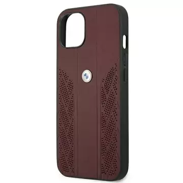 Etui na telefon BMW BMHCP13SRSPPR do Apple iPhone 13 Mini 5,4" černý/červený pevný obal Leather Curve Perforate