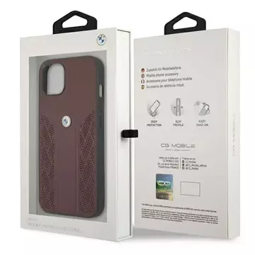 Etui na telefon BMW BMHCP13SRSPPR do Apple iPhone 13 Mini 5,4" černý/červený pevný obal Leather Curve Perforate