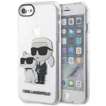 Etui na telefon Karl Lagerfeld do iPhone 7/8/SE 2020/2022 průhledný pevný obal Gliter Karl