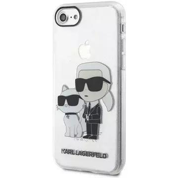 Etui na telefon Karl Lagerfeld do iPhone 7/8/SE 2020/2022 průhledný pevný obal Gliter Karl