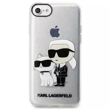 Etui na telefon Karl Lagerfeld do iPhone 7/8/SE 2020/2022 průhledný pevný obal Gliter Karl