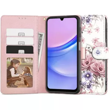 Etui portfel Wallet pro Samsung Galaxy A15 4G / 5G Blossom Flower