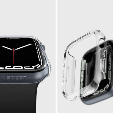 Etui ramka pro chytré hodinky Spigen Thin Fit pro Apple Watch 7 45mm Crystal Clear