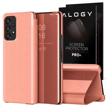 Flipové pouzdro Alogy Smart Clear View Cover pro Samsung Galaxy A52s 5G / A52 4G / 5G růžové sklo