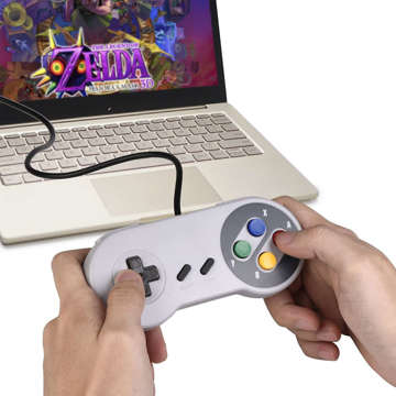 Gamepad Retro Alogy Controller Kabelový 1,4m USB kabel pro PC konzoli Šedý