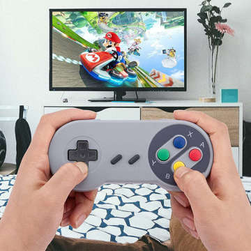 Gamepad Retro Alogy Controller Kabelový 1,4m USB kabel pro PC konzoli Šedý