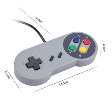 Gamepad Retro Alogy Controller Kabelový 1,4m USB kabel pro PC konzoli Šedý