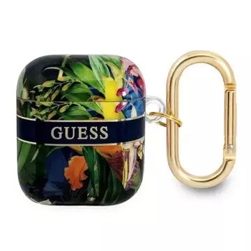 Guess GUA2HHFLB kryt AirPods niebieski/blue Flower Strap Collection