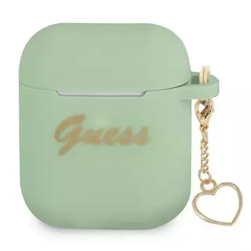 Guess GUA2LSCHSN kryt AirPods zielony/zelený Silicone Charm Heart Collection