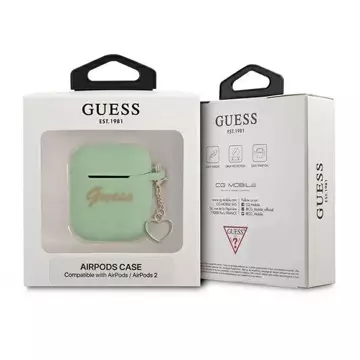 Guess GUA2LSCHSN kryt AirPods zielony/zelený Silicone Charm Heart Collection