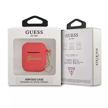 Guess GUA2LSCHSR kryt AirPods czerwony/červený Silikonový Charm Heart Collection