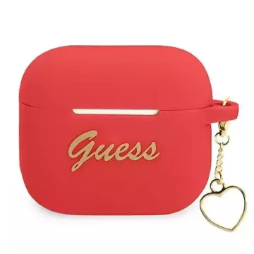 Guess GUA3LSCHSR kryt AirPods 3 černošedý/červený Silikonový Charm Heart Collection