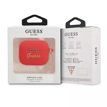 Guess GUA3LSCHSR kryt AirPods 3 černošedý/červený Silikonový Charm Heart Collection